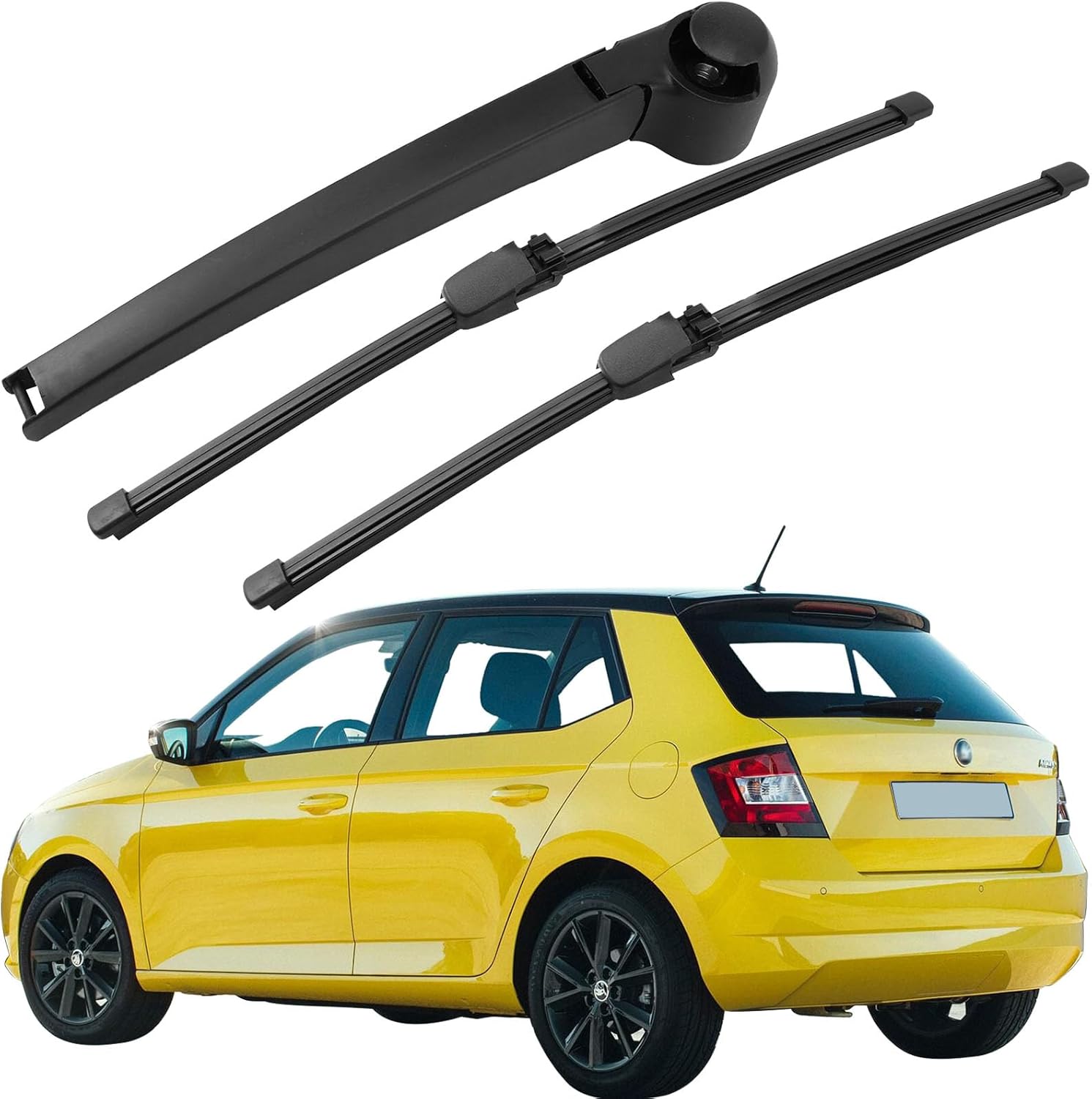 Kit de Balai et Bras D'essuie-glace Arrière Compatible pour VW Golf Plus Seat Altea Ibiza Skoda Fabia - 2 Pièces Balai D'essuie-Glace Arrière et 1 Pièces Bras D'essuie-Glace Arrière Remplacement