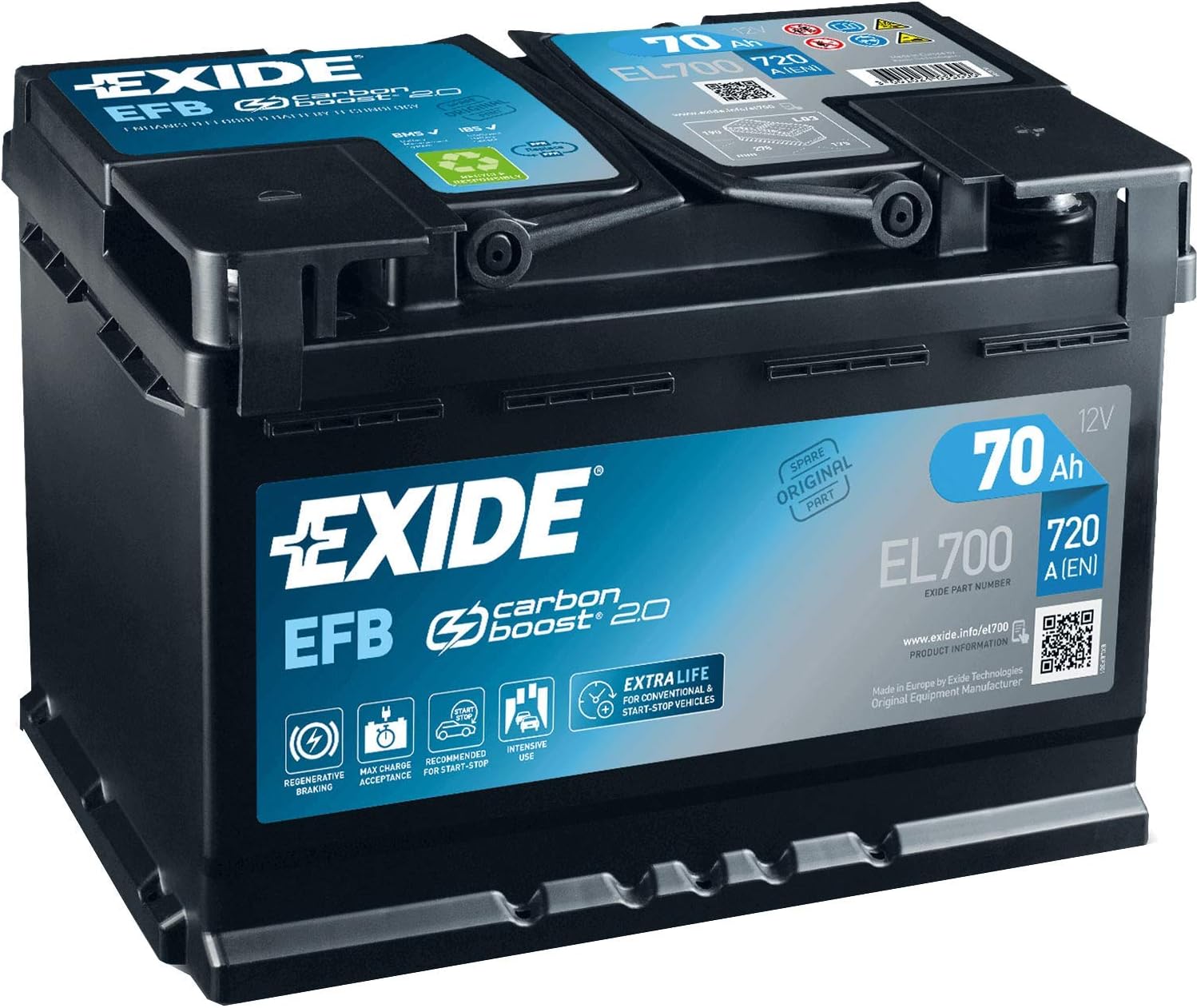 EXIDE EFB EL700 Batterie de Voiture 70Ah 720A