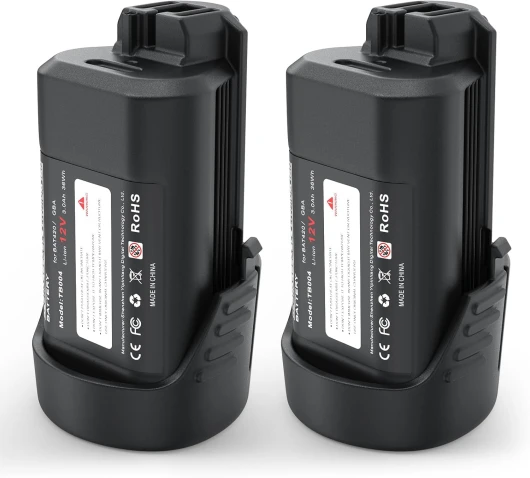 HTongD Batterie Rechange pour Bosch 12v: 3.0 Ah Li-ION Compatible BAT420 GBA12V30 BAT411 BAT411A BAT412 BAT413 (2 pièces) BAT 12v 3Ah-2packs