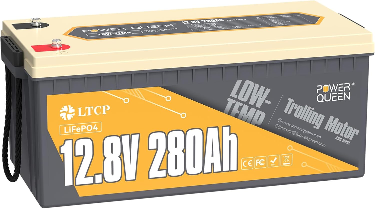 12V 280Ah Batterie LiFePO4 Protection contre les basses Températures Groupe 8D, Batterie à Cycle profond avec 200A BMS, 3584Wh d'Énergie, jusqu'à 15000 Cycles pour Camion, RV, Camping-car 12V280Ah TM - Basse Temp