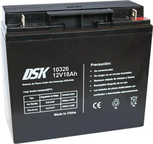 DSK 10326 - Batterie au Plomb AGM Rechargeable scellée 12V 18Ah - Idéal pour Les Voitures et Les Motos électriques pour Enfants, Scooters, systèmes UPS, systèmes de sécurité - Le Gel ne se renverse Pas