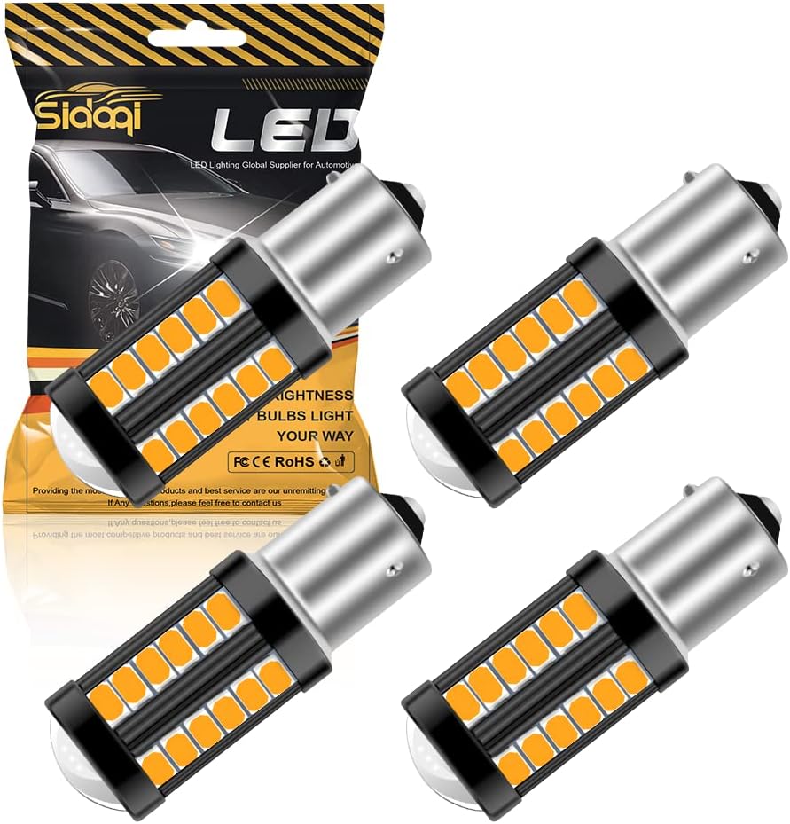 1156 BAU15S PY21W 7507 1056 5009 Ampoules LED 5630 33SMD Jaune 900LM Remplacer pour Clignotants Avant et Arrière 12-30V 3,6W (pack de 4) 1156BAU15S PY21W Ambre