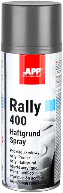 APP Rally 400 Acryl Primer Spray - Apprêt universel gris - Bombe peinture d'appret avec une excellente adhérence - Appret pour carrosserie, metal, plastique, bois - 400 ml - Gris