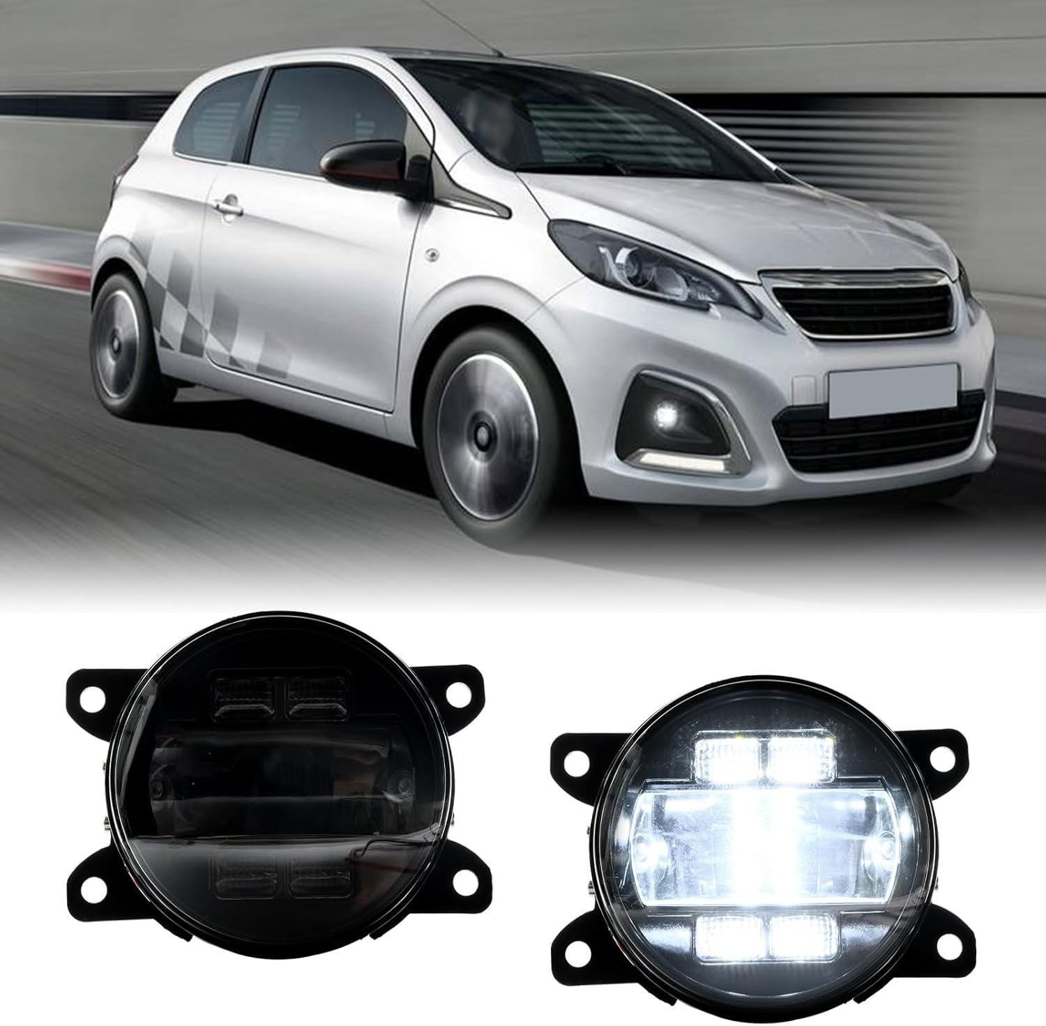 Feu antibrouillard LED avec assemblage de clignotants DRL pour Peugeot 208 2008, C.itroen C3 C4 Phare antibrouillard avant pour pare-chocs avant (lentille fumée) Noir