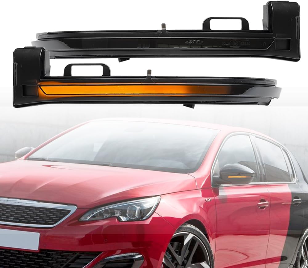 Lot de 2 clignotants dynamiques à LED indicateur pour rétroviseurs compatibles avec Peugeot 308 2013-2019