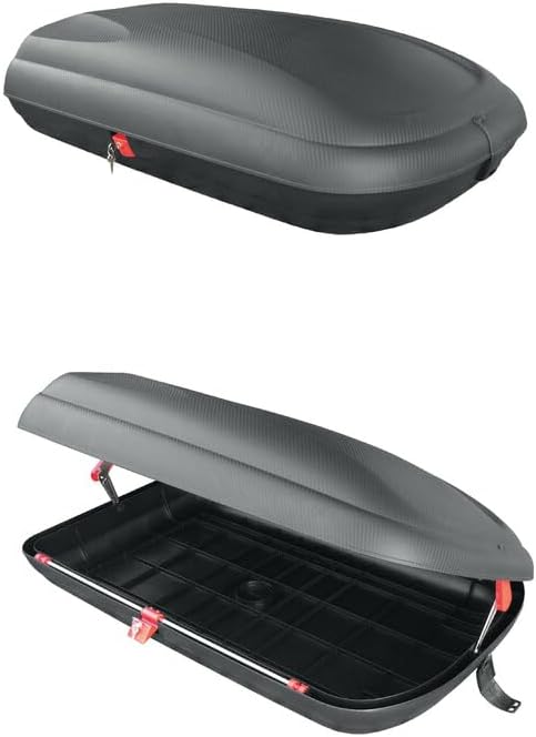 Ricambycar Coffre de toit 320 litres aérodynamique pour voiture - look carbone - avec fermeture centralisée et fermeture avant
