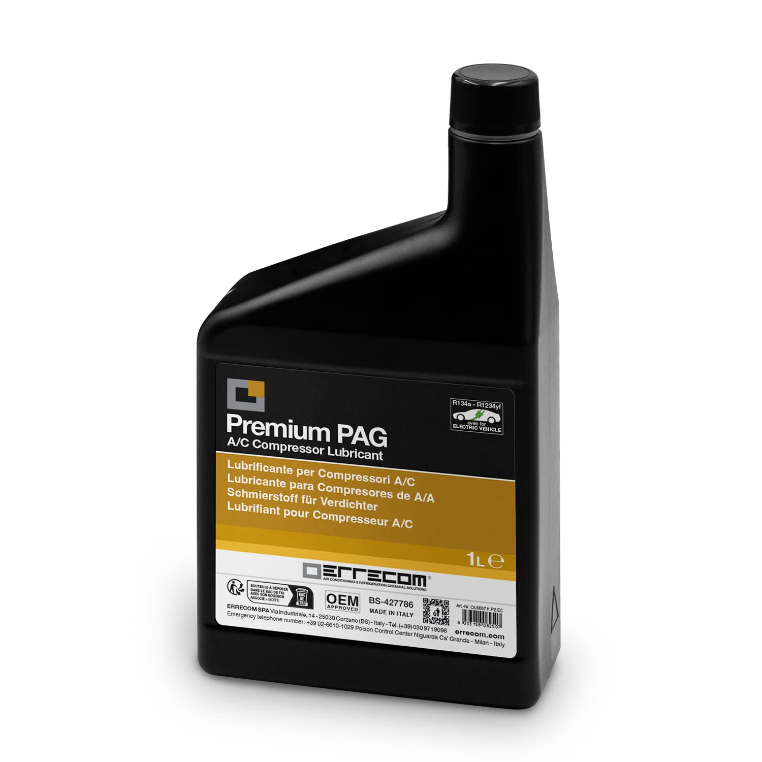 PAG Universal - 1 L, Lubrifiant pour Compresseurs de Climatisation Automobile, y Compris Les Compresseurs Électriques, fonctionnant avec gaz réfrigérants R134a et R1234yf