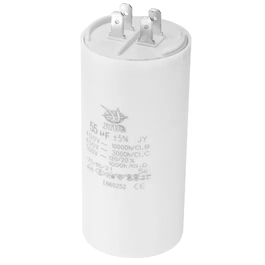 CBB60 55uF Condensateur de Démarrage, AC 450V 4 Broches 50/60Hz Double Insertion Cylindre Fond pour Climatisation, Pompe à Eau, Moteur de Ventilateur Étoile 105 x 50mm