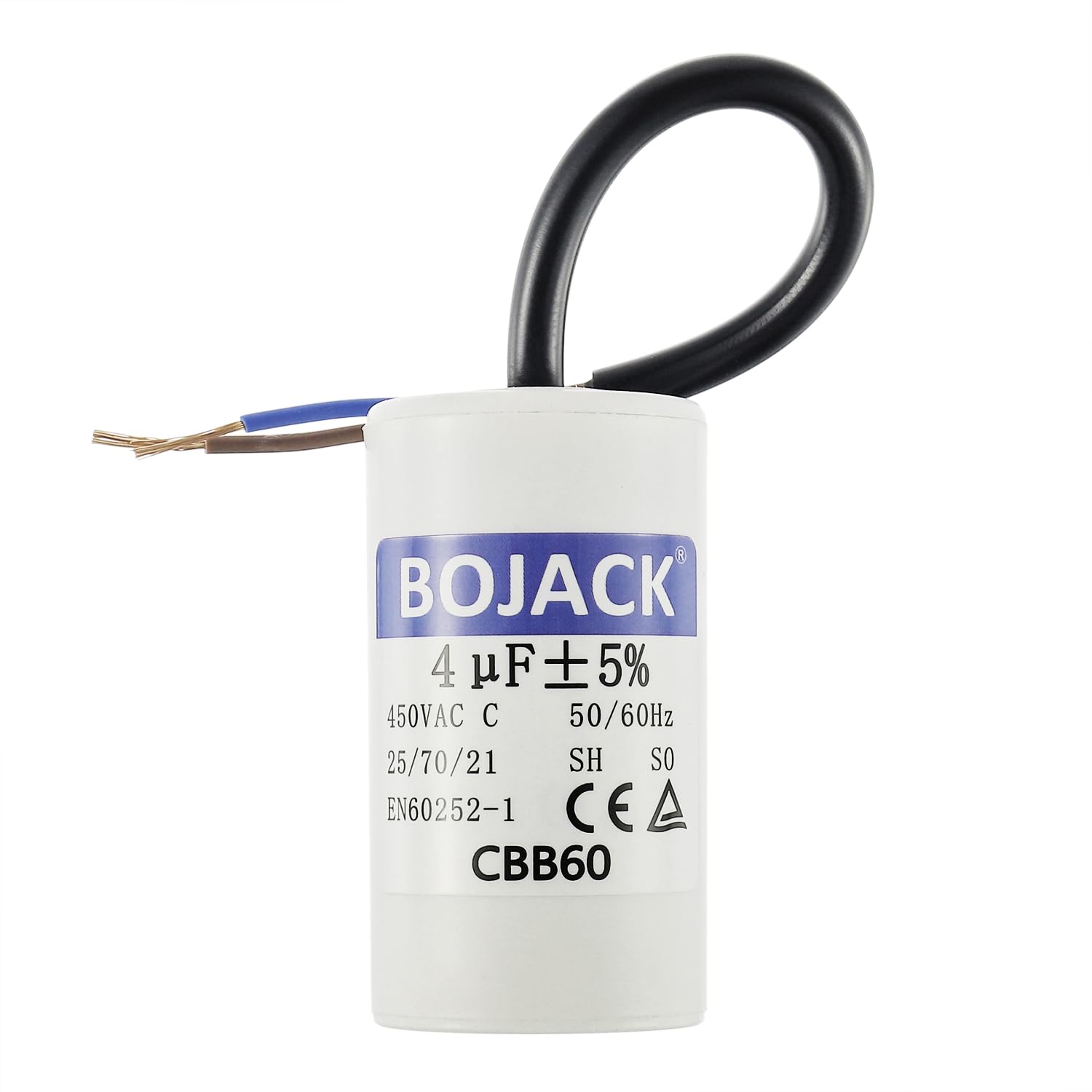 BOJACK CBB60 450V 4uf AC Condensateur ondensateur de moteur, condensateur de démarrage de moteur, condensateur microfarad 50/60Hz Avec Fil
