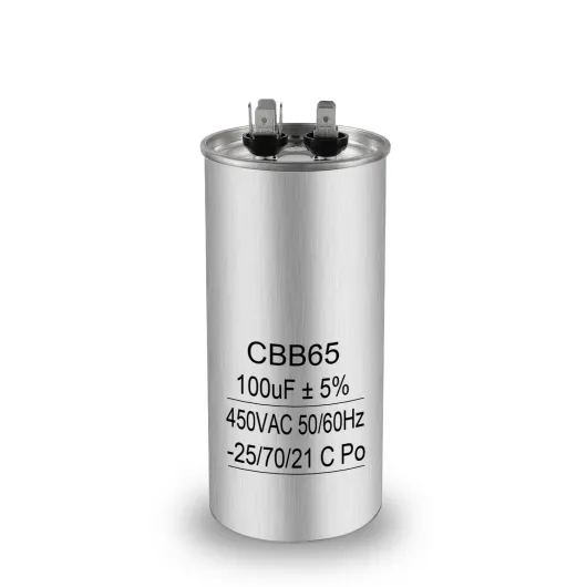 Iruihoo Condensateur moteur CBB65 100uF 450V AC 50/60Hz, 20µF démarrage et condensateur de fonctionnement avec auto-cicatrisation, boîtier en métal pour climatisation, réfrigérateur, compresseur 100 μF / 100 μF