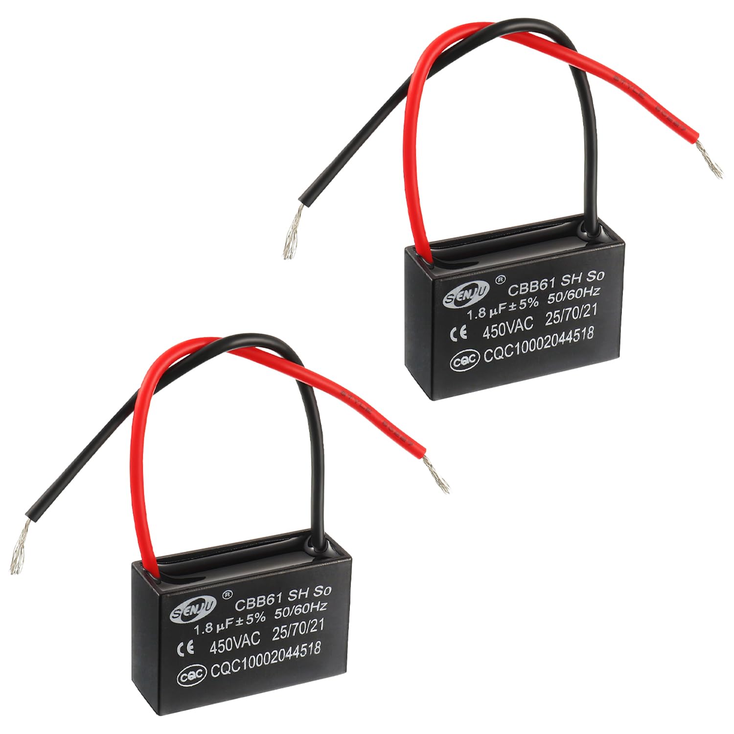 SIGANDG CBB61 1.8uF 450V AC 50/60 Hz Climatiseur Ventilateur Moteur Condensateur de Marche (Lot de 2) 1.8 MFD