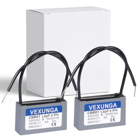 VEXUNGA CBB61 Condensateur 1,5uF 450V Condensateurs Ventilateur Moteur 1.5 uF 450V AC 50/60Hz pour Climatisation (2Pièces) 1.5uF
