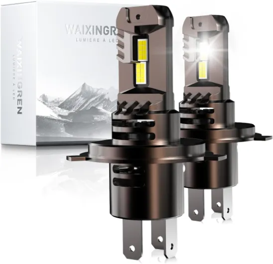 WAIXINGREN Ampoule H4 LED Voiture 36000LM, 120W, 6500K Lumière Blanche, Remplacement pour Halogènes, 1:1 Taille Halogène, Plug and Play, 70000+ Heures de Durée de Vie, 2 Pièces (H4/HB2)