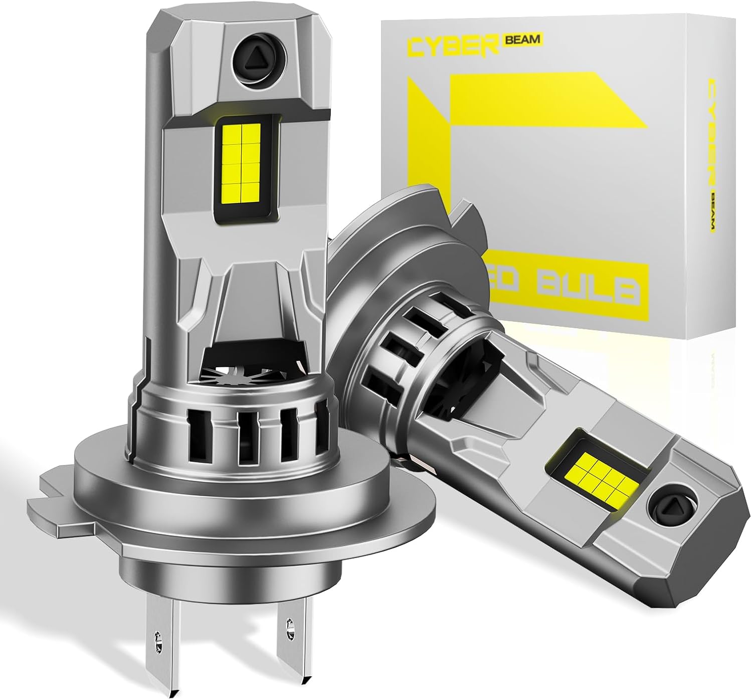 CYBERBEAM Ampoule H7 LED Voiture - 90W 30000LM H7 led Lampes de Phares Voiture Automobile 800% Luminosité 6500K Blanc Ampoule LED H7 Parfaite Remplacement pour Kit de Conversion, Lot de 2 h7 90W 30000LM