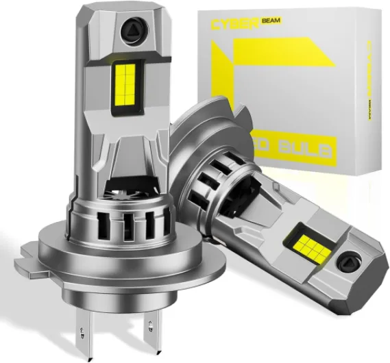 CYBERBEAM Ampoule H7 LED Voiture - 90W 30000LM H7 led Lampes de Phares Voiture Automobile 800% Luminosité 6500K Blanc Ampoule LED H7 Parfaite Remplacement pour Kit de Conversion, Lot de 2 h7 90W 30000LM