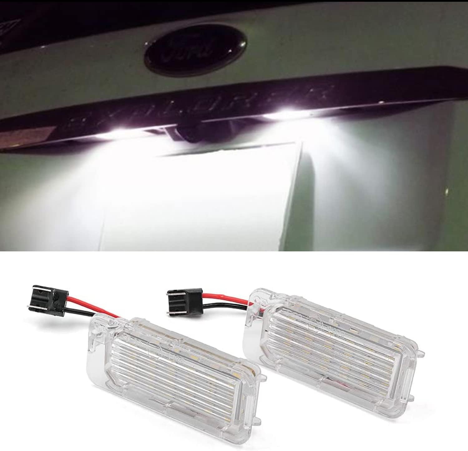Lot de 2 feux de plaque minéralogique arrière à 18 LED SMD sans erreur, 6000 K, compatibles avec Ford Focus 5D, Mondeo, Fiesta Kuga