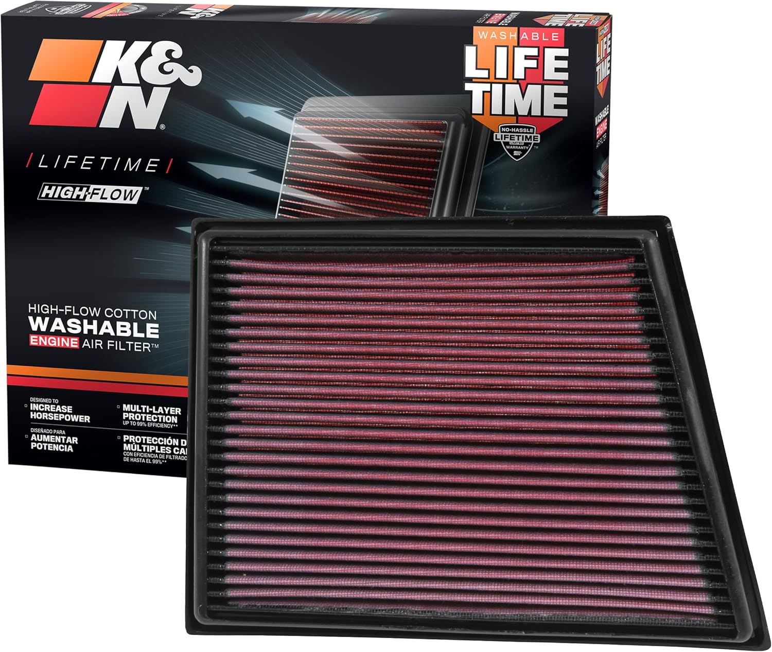 K&N Filtre à air de remplacement compatible avec BMW Série 2, X1 2015-, X2 2.0 2018-, Mini Cooper 2014- (33-3025) Unique