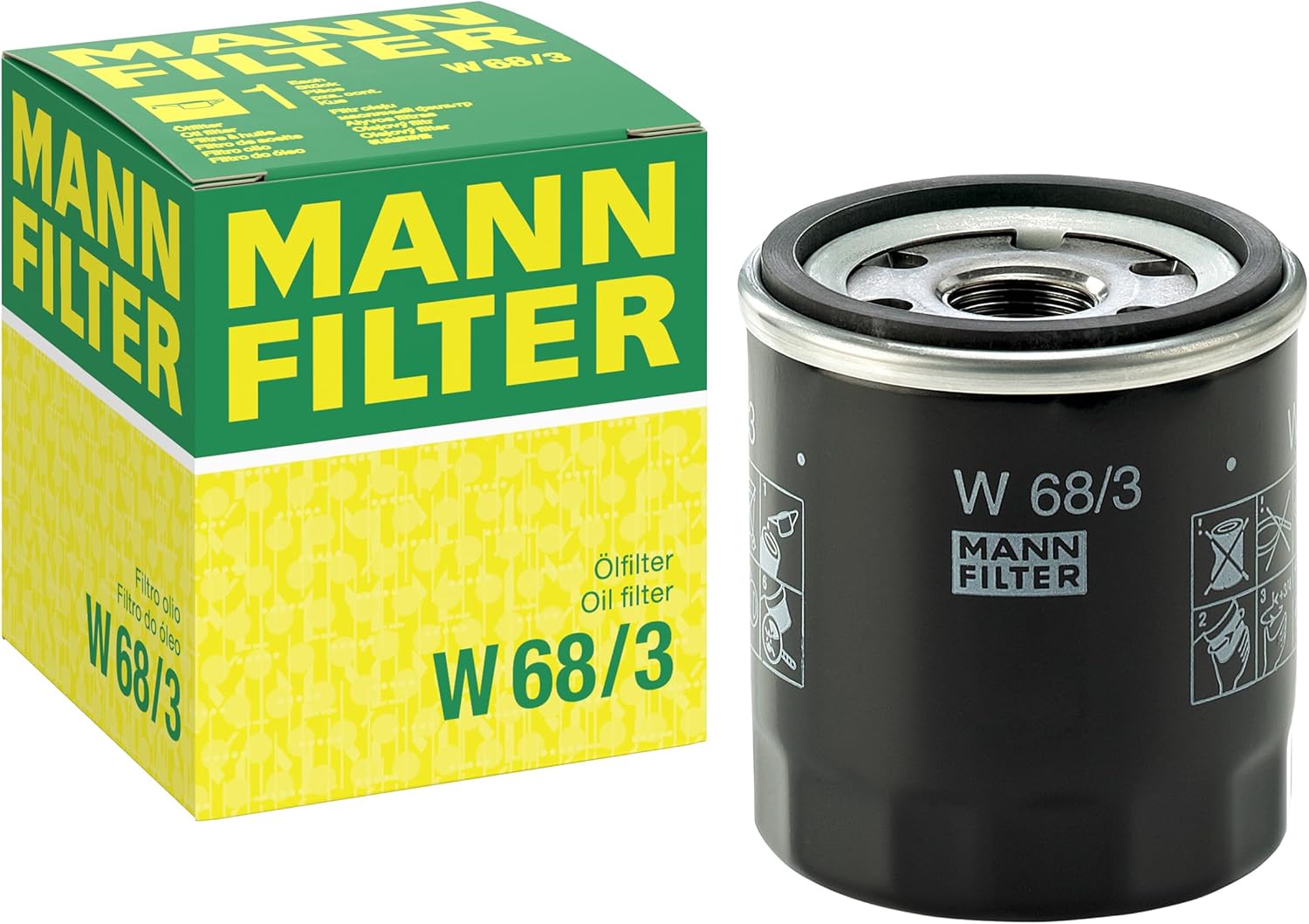 MANN-FILTER W 68/3 Filtre à huile - pour Véhicule de tourisme + utilitaires Blanc Forfait individuel