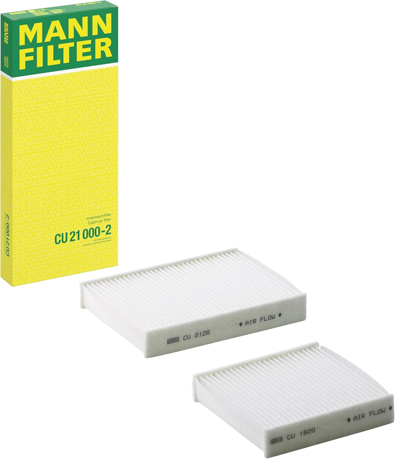 MANN-FILTER CU 21 000-2 Filtre d'habitacle, Assortiment de filtres d'habitacle (lot de 2) pour véhicules particuliers
