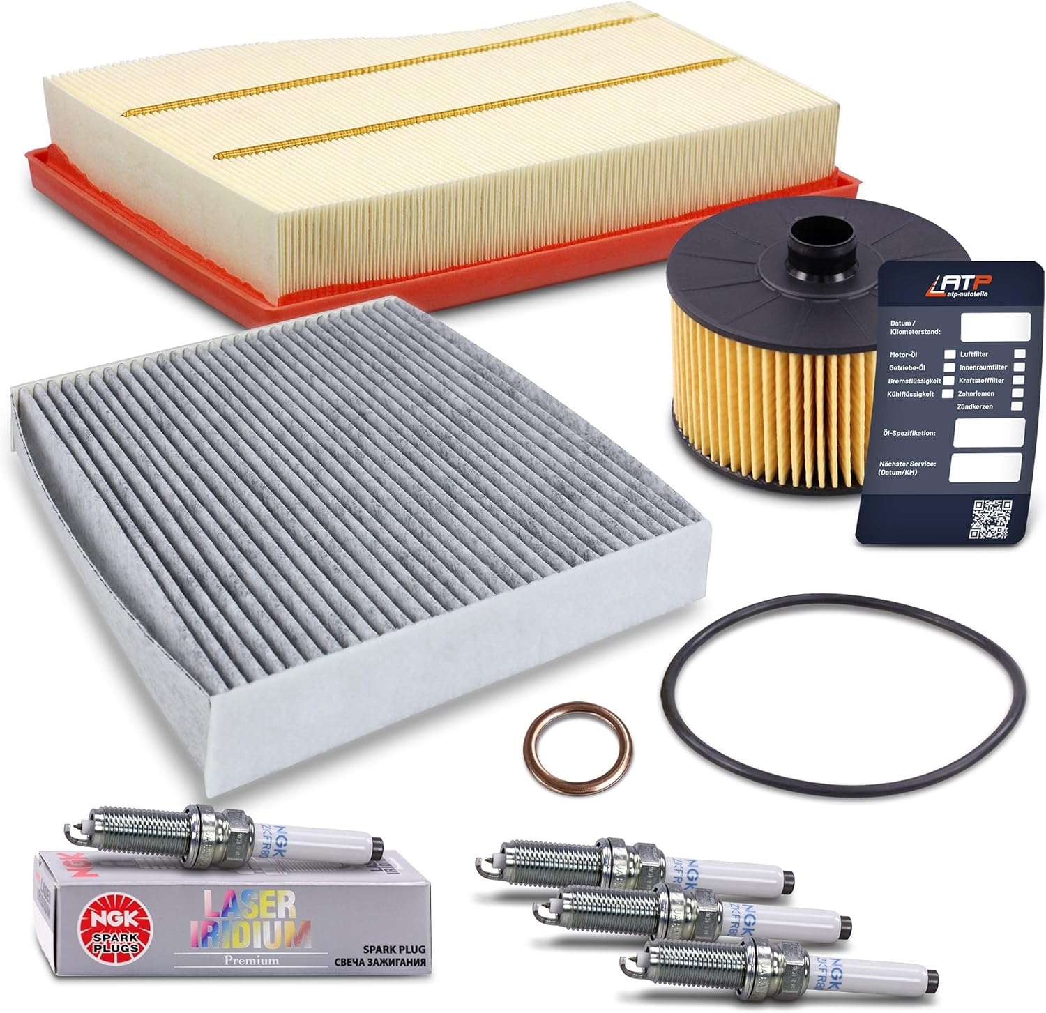 BESTPRICE Kit d'inspection 1x filtre à huile ; 1x filtre d'habitacle ; 1x filtre à air ; 4x bougies NGK Compatible avec MERCEDES Classe A (W177)(V177), CLA (X118)(C118), GLA (H247), Classe B (W247),