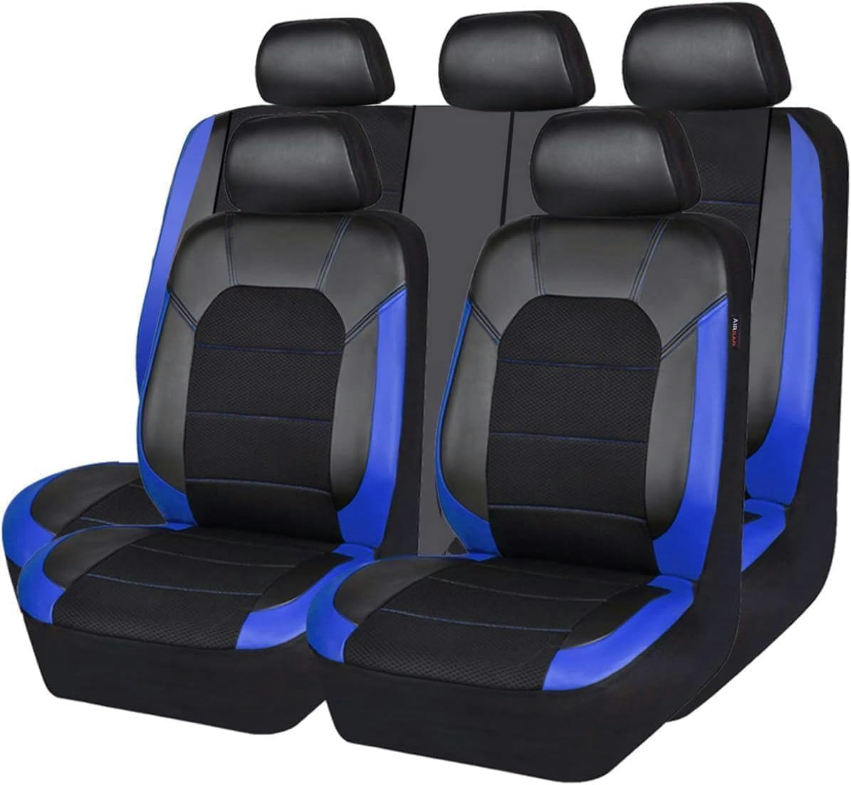 Housses de siège de voiture universelles pour BMW Série 1 E81 E82 E87 E88 F20 F21 F52 F40 Série 2 F22 F23 F44 F45 F46 en maille polyester et cuir Cushon bleu