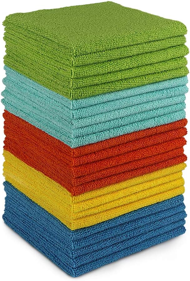 AIDEA Lot de 24 Chiffons de Nettoyage en Microfibre, Torchons Lavette Microfibre Ménage Plus Doux, Plus Absorbants, Non Pelucheux, pour Maison, Cuisine, Voiture, Cenêtres e Vitre 30 x 30cm