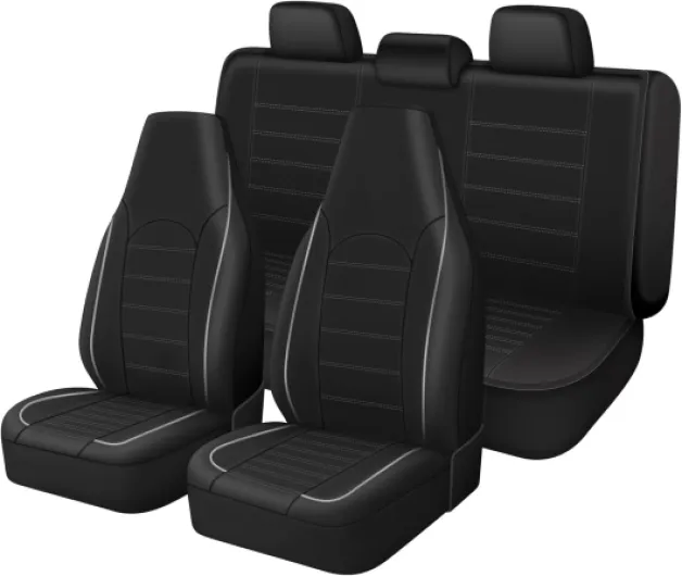 Housse de Siege Voiture Universelle Noir en Simili-Cuir Ensemble de Housses Siège Auto Universel Couverture Couvre Accessoires Interieur pour Camion Camionnette SUV, Gris Gris ensemble complet