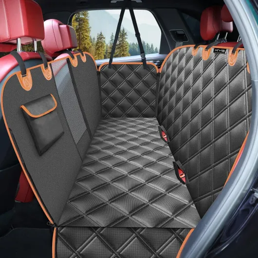 Housse de Siège d'auto pour Chien Banquette Arrière Antidérapant et Imperméable Mise à Niveau Matérielle avec Fenêtre de Visualisation Protection Coffre Universelle Voiture 135X148 cm Noir 135X148cm,Noir+Orange