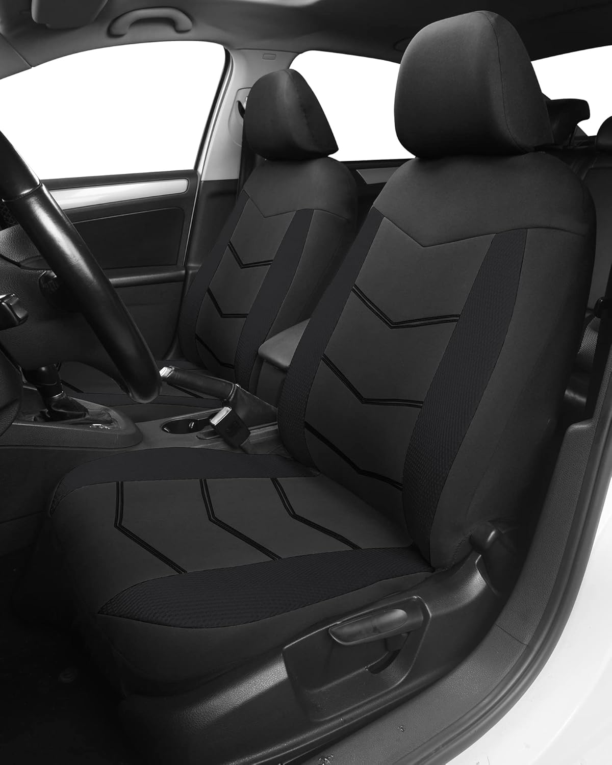 Housses Siège Voiture Avant en Tissu Housse de siège de Voiture Universelle pour 2 sièges Couverture Couvre Siège Auto Respirable Convient à la Plupart des Voitures Camionnette SUV Camion, Noir