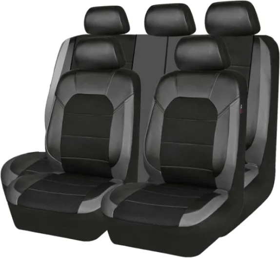 Lot de housses de siège de voiture universelles pour VW Volkswagen GLI/Multivan T7/T-ROC/T-ROC Cabriolet/T-Cross/Sharan Accessoires de voiture Noir/gris noir/gris Sitzbezügesets