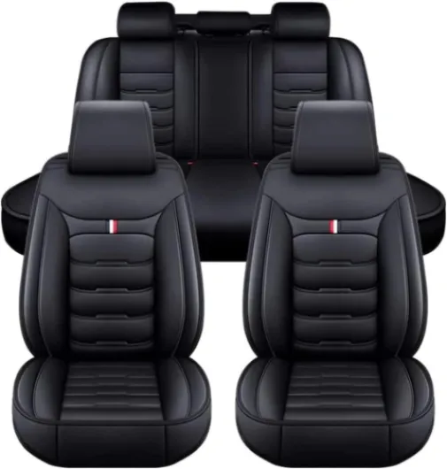 NISMIA Housses de Siège de Voiture pour Volkswagen T-Cross T-Roc Taigo, Ensemble Complet de Housses Siege Auto Universel en Cuir, Compatible avec Les Airbags Latéraux, 5 Seats(A(Black))