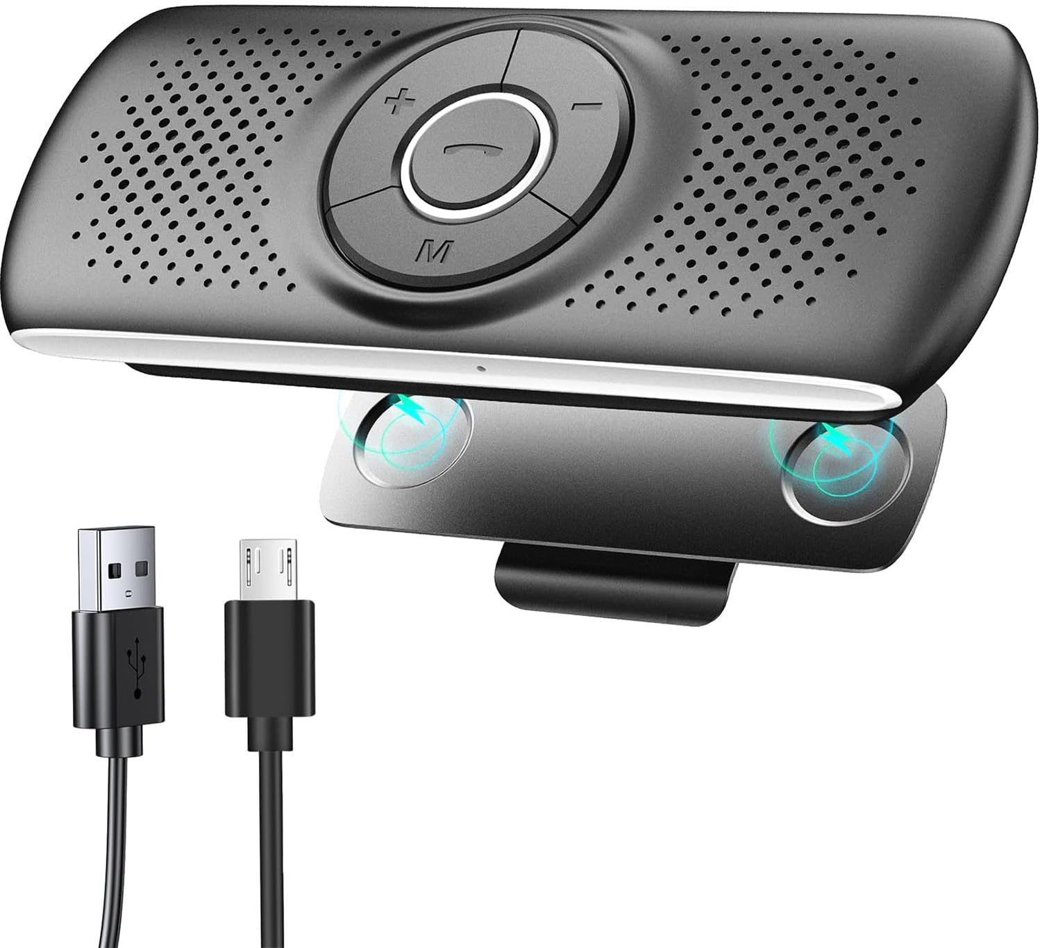 Kit Main Libre Voiture Bluetooth 5.0 avec Clip, Emplacement pour Carte TF, Microphone Intégré, Prise en Charge de Siri et Google Assistant, pour la Musique, Le GPS et Les Appels