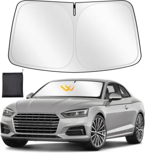 Pare Soleil Voiture Pare Brise Avant sur Mesure pour Audi A3 2021-2024, Pare Soleil Pare Brise Pliable, Epais et Réfléchissant en Bloque Les Rayons UV et Garde la Voiture Plus Fraîche