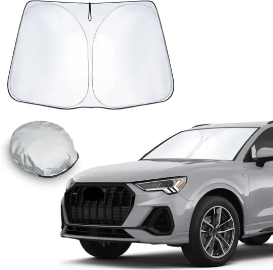 CDEFG Compatible avec Audi Q3 F3 8U 2013-2024 2025 Pare-Soleil de Voiture Couverture de Pare-Brise-Soleil Pare Voiture Protection Parebrise Anti UV Isolation la Chaleur et Soleil Accessoires Q3 F3 8U 2013+