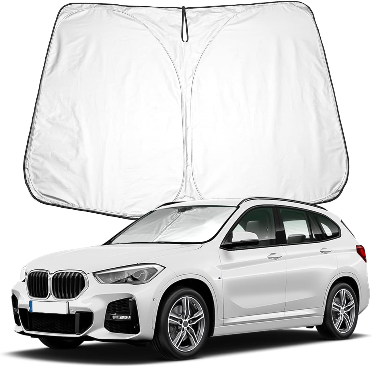 BIXUAN X1 Pare-soleil compatible avec BMW X1 F48 2016-2022 2023 2024 2025 Pare-brise pour U11, protection contre le vent pour pare-brise avant, couverture UV pliable