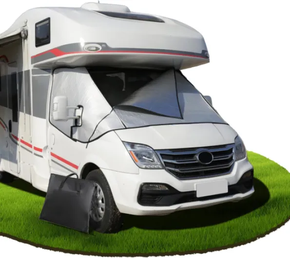 Housse de pare-brise thermique argentée fermeture éclair extérieure pour Fiat Ducato Citroen Relay Peugeot Boxer 2006-2024 Camping-car hiver avec sac de transport