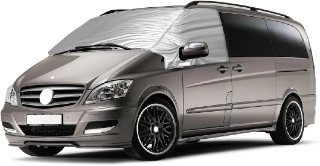 Housse Pare-Brise Thermique Externe pour Mercedes-Benz Viano/Vito W639 2003-2014, Housse Pare-Brise Avant Tethermique Pliable, Argentée Vito 2003-2014