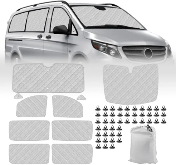 Pare Soleil Voiture Interieur pour Mercedes-Benz VITO III W447/Viano 2014-2022, 10PCS LWB Pare Soleil Voiture Pare Brise Avant Pliable pour Intimité et Régulation Thermique en Camping-Car 10PCS VITO W447(LWB)