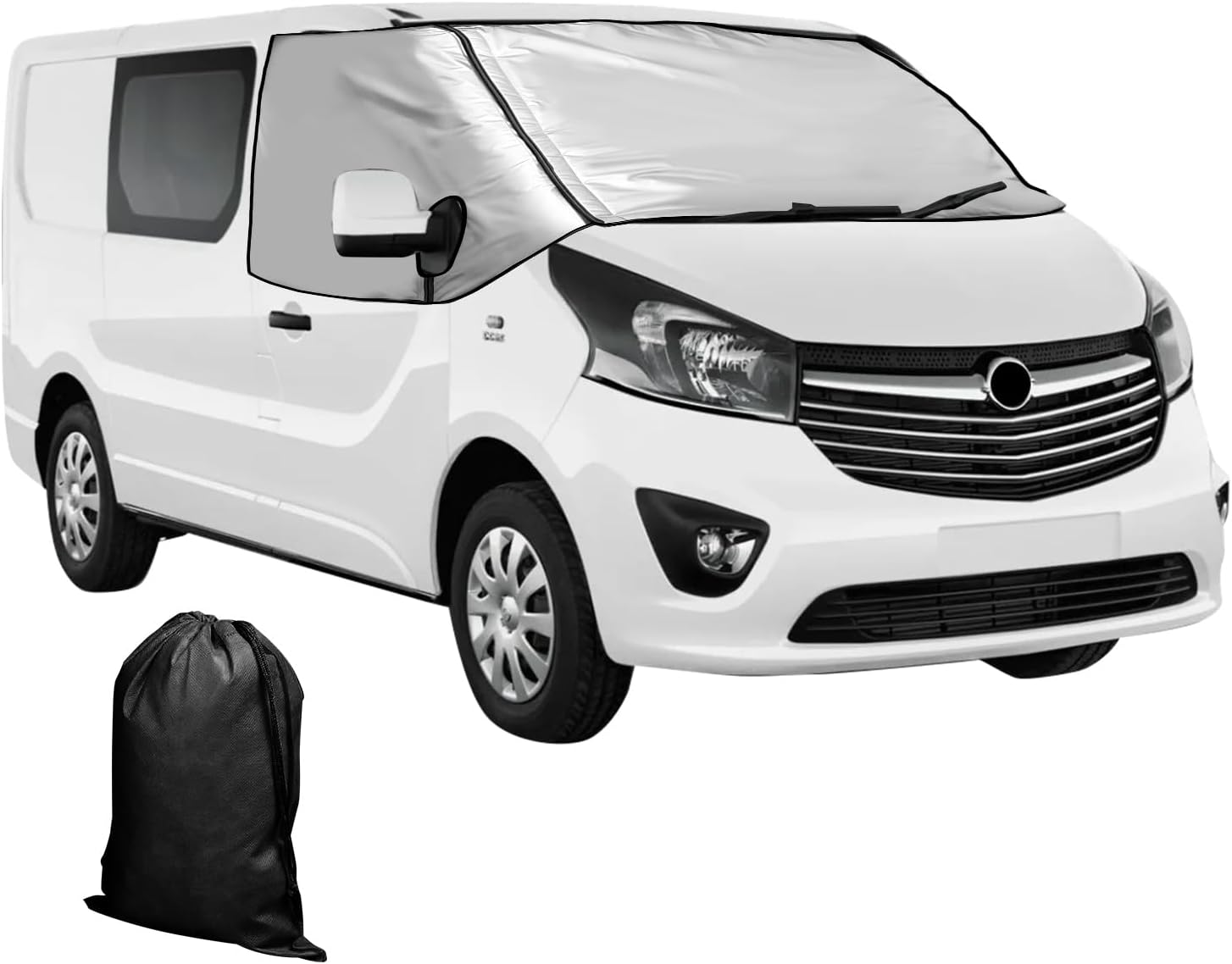 Couverture de pare-brise avant pour Opel Vivaro, Renault Trafic, Nissan Primastar 2001-2014, tissu Oxford 210D épais, amovible, protection solaire, anti-gel, glace et poussière for Opel Vivaro/Renault Trafic 2001-2014