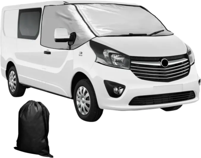 Couverture de pare-brise avant pour Opel Vivaro, Renault Trafic, Nissan Primastar 2001-2014, tissu Oxford 210D épais, amovible, protection solaire, anti-gel, glace et poussière for Opel Vivaro/Renault Trafic 2001-2014