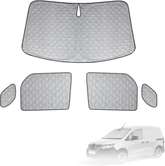 Pare-Soleil de Pare-Brise de Voiture Compatible avec Renault Kangoo 2021-2025, 5 Pièces Cabine de Conducteur à Tapis Thermique à Technologie, Couverture de Pare-Soleil de Voiture Interne Kangoo 2021-2025-5 Pièces