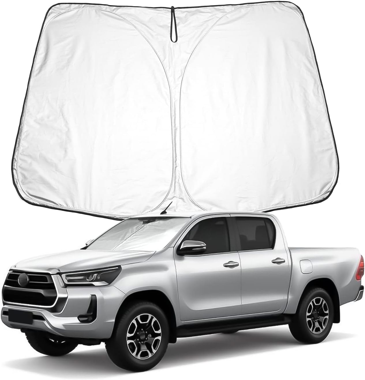 BIXUAN Hilux 2024 Pare-Soleil Compatible avec Toyota Hilux AN120 AN130 2016-2023 2024 Pare-Brise Avant de Voiture Protection Contre Le Vent pour Pare-Brise Avant Bloque la Couverture UV
