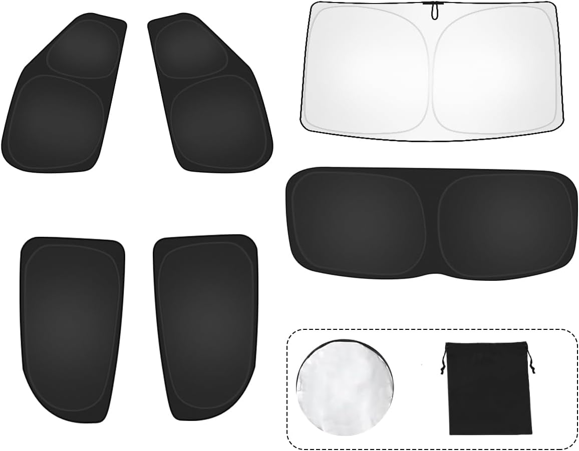 Lot de 6 pare-soleil de voiture pour Volkswagen/VW T-ROC (2018-2024) – Couverture complète pour pare-brise, fenêtre latérale, fenêtre triangulaire et vitre arrière – Protection UV et thermique 6-teiliges für VW-T-ROC(2018-2024)