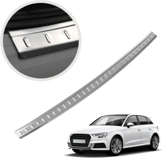 Protection de Pare-Chocs arrière - Compatible avec Audi A3 8V Sportback 2012-2020 - Acier INOX brossé, Argent Mat