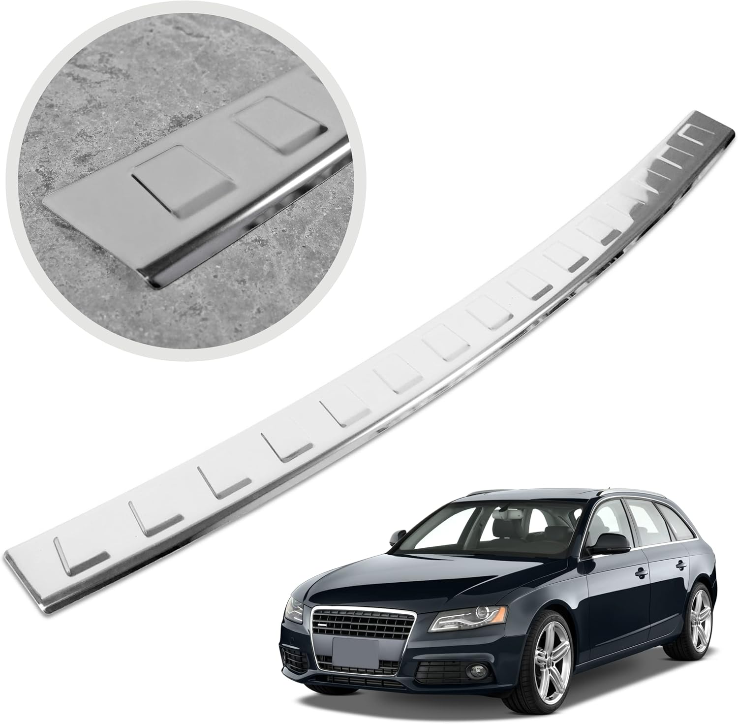 Protection de Pare-Chocs arrière - Compatible avec Audi A4 B8 Avant/Allroad 2008-2012 - Acier INOX Poli/Chrome