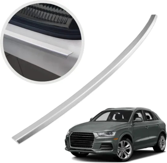 Protection de Pare-Chocs arrière - Compatible avec Audi Q3 8U 2011-2018 - Acier INOX brossé, Argent Mat - Protection de seuil de Coffre pour protéger Votre Voiture des Rayures
