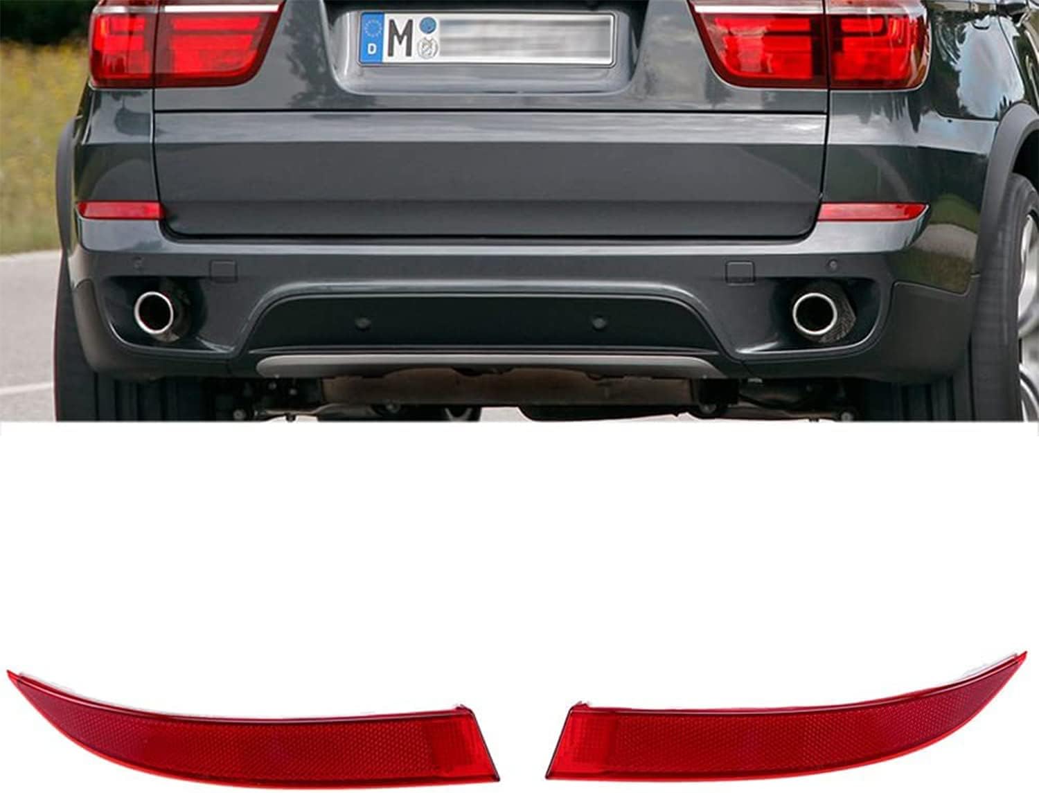 Réflecteur de pare-chocs arrière côté passager compatible avec BMW X5 E70 LCI 2011 2012 2013 lentille rouge