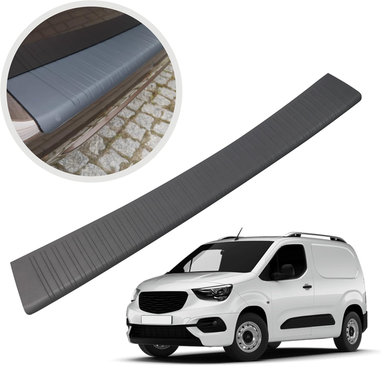 Protection de Pare-Chocs arrière - Compatible avec Opel Combo 2018- - Plastique : polyuréthane, Noir Mat - Protection de seuil de Coffre pour protéger Votre Voiture des Rayures