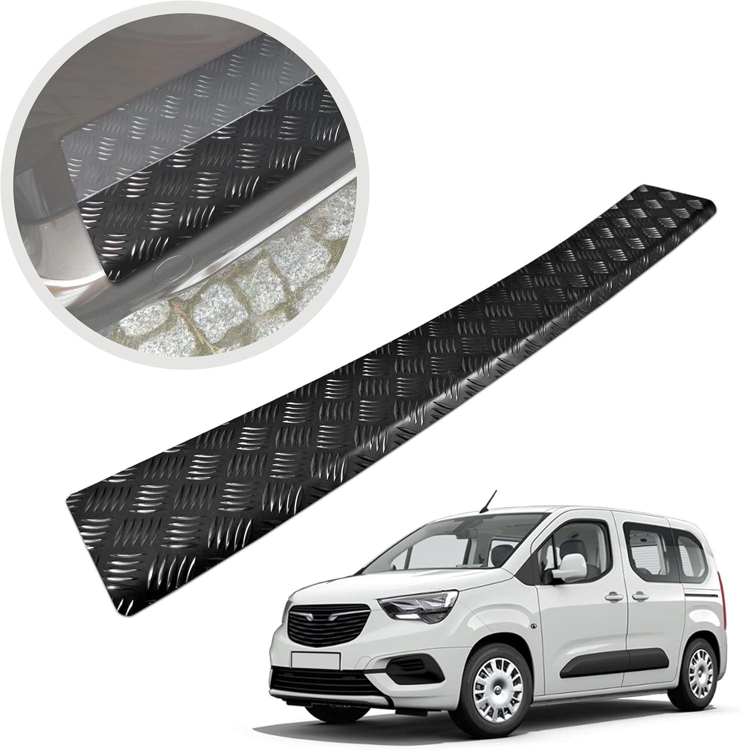 Protection de Pare-Chocs arrière - Compatible avec Opel Combo de 2019- - Aluminium ondulé, Graphite - Protection de seuil de Coffre pour protéger Votre Voiture des Rayures