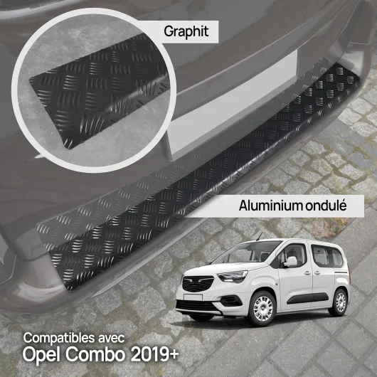CHROMEMASTER – Protection Pare-Chocs Arrière Pour Opel Combo 2018- – Bande Polyuréthane Noir Mat Anti-Rayures